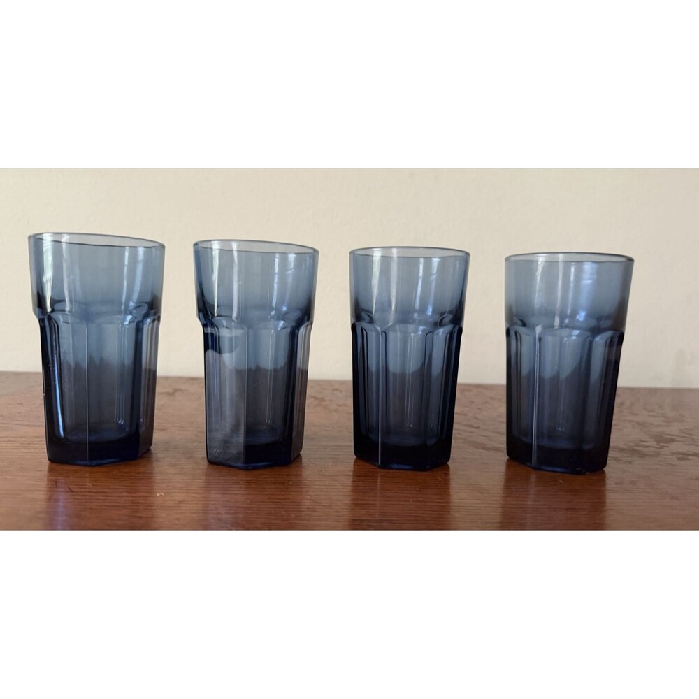 Set Of 3 Libbey Gibraltar Dark Blue Tumblers.#12